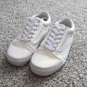 Girls Vans - White Glitter